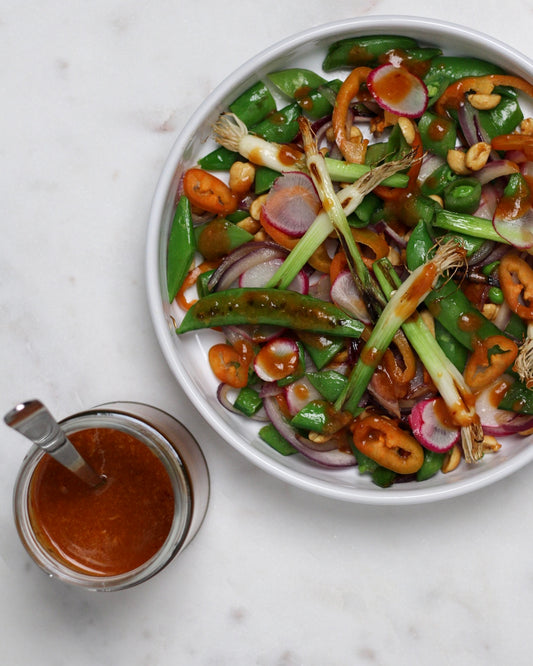 Sautéed Veggies with 2-Ingredient Peanut Sauce
