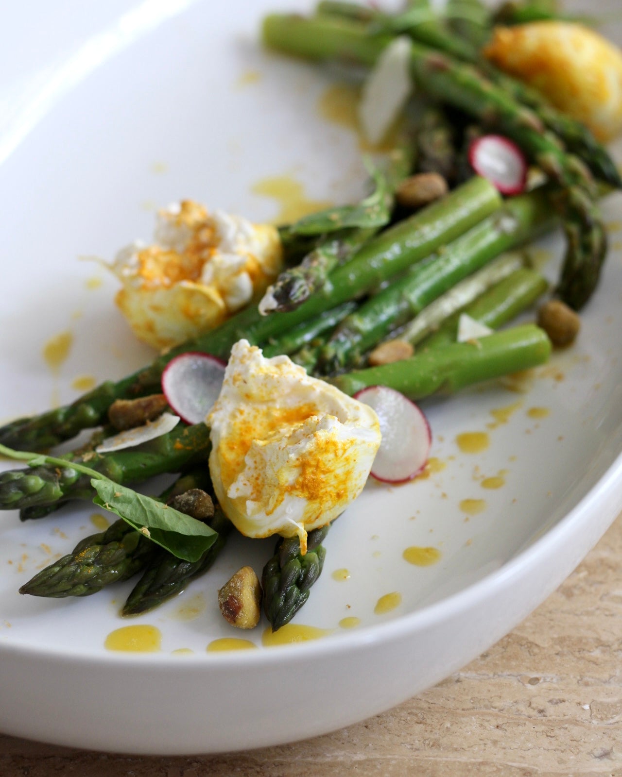 Curried Burrata and Asparagus Salad