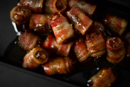 BACON WRAPPED DATES WITH MAPLE BBQ GLAZE