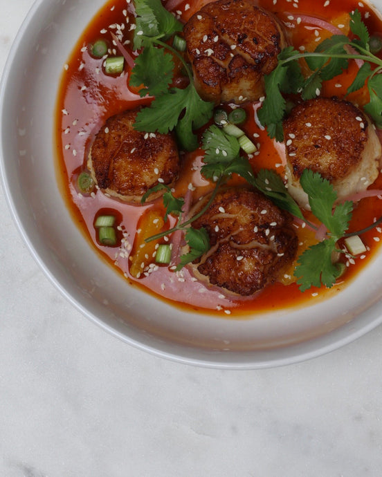 Seared Scallops with Orange-Soy Broth